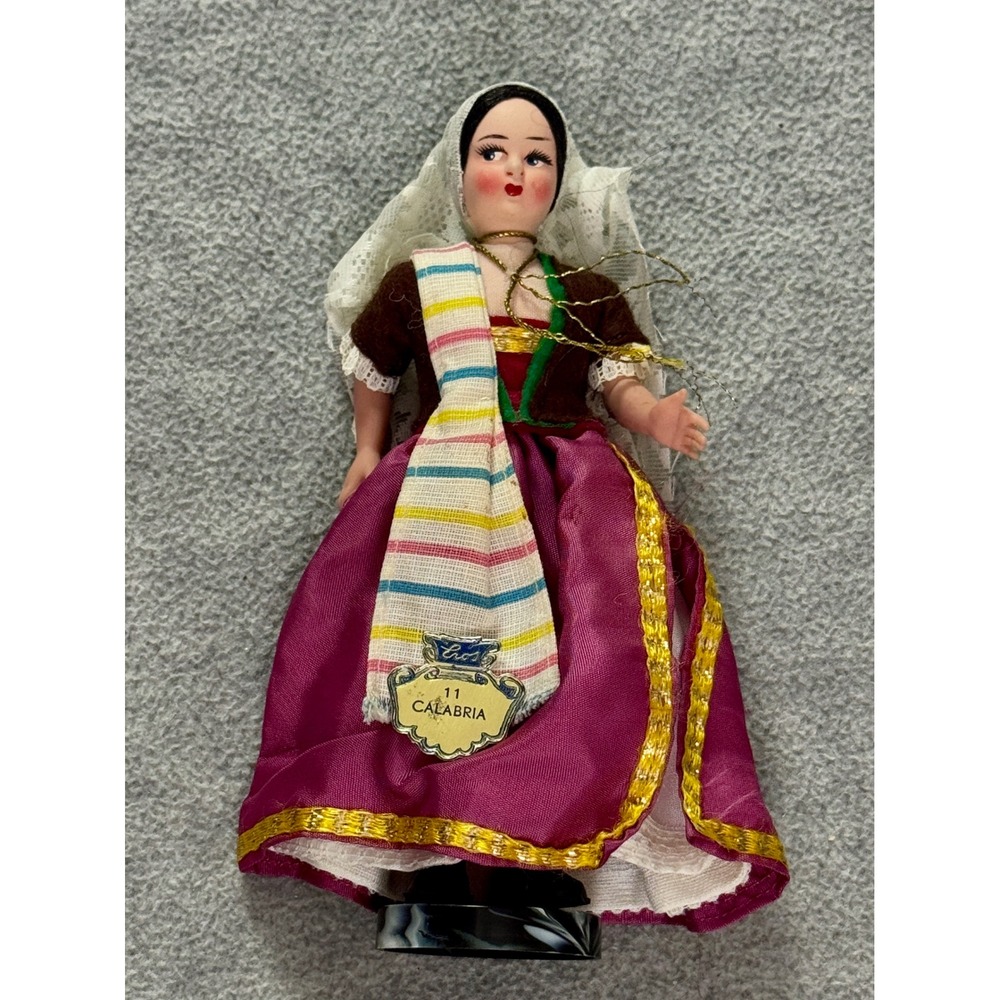 Vintage Eros Calabria Italian Souvenir Doll 11 Traditional Folk Costume 7 Inch